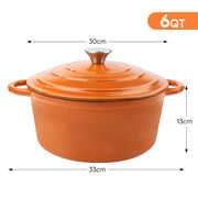 Kerilyn 6 QT Enameled Dutch Oven Pot with Lid, Cast Iron Dutch Oven with Dual Handles for Bread Baking, Cooking, Non-stick Enamel Coated Cookware