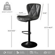 Nalupatio Modern Bar Stools Set of 2, Adjustable Faux Leather Upholstered Swivel Bar Stools, Counter Height Bar Chairs with Back for Kitchen Island, Black