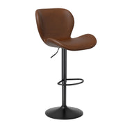 Nalupatio Swivel Bar Stools Set of 2,PU Leather Upholstered Barstools with Back & Footrest, Seat Adjustable Height 22.2-31IN Counter Height Bar Chairs for Bar Kitchen Island,Whiskey Brown