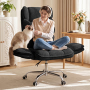 Hawsaiy Big and Tall Office Chair, Flip Armrests with Side Pockets, Comfy Criss Cross Office Chair with Extra-Wide Plush Seat, 150° Reclining Executive Office Chair, Chenille Upholstery