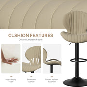 Nalupatio Bar Stools Set of 2 Modern Swivel Bar Chairs, Barstools Counter Height with High Backrest, Easy 3-5 Minute Assembly for Bar, Kitchen, Dining Room Beige