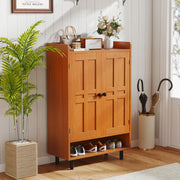 Hawsaiy Entrance Shoe Cabinet with Doors, 6-Tier Farmhouse Shoe Storage Organizer with Adjustable Shelves, Holds 18-24 Pairs, Entryway Shoe Rack Cabinet with Metal Legs