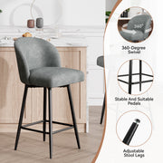 Nalupatio Counter Height Bar Stools Set of 2,360° Swivel Barstools with High Back and Metal Legs,26