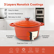 Hawsaiy Enameled Dutch Oven Pot with Lid, Cast Iron, Dual Handles for Bread Baking, Cooking, Non-Stick Enamel Coating