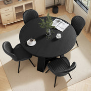 Hawsaiy Extendable Round to Oval Dining Table Set for 4–6, Space-Saving Wooden Table with Hidden Storage, Expandable Dining Table with Upholstered Chairs