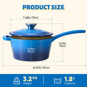 Hawsaiy 2 QT Cast Iron Sauce Pan with Lid, Enameled Cast Iron Saucepan with Solid Stainless Steel Knob, Even Heating & Self-Basting, Oven Safe up to 500℉, Compatible with All Stovetops
