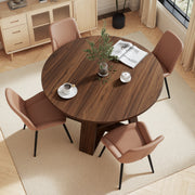 Hawsaiy Extendable Round to Oval Dining Table Set for 4–6, Space-Saving Wooden Table with Hidden Storage, Expandable Dining Table with Upholstered Chairs