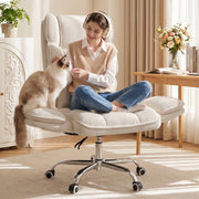 Hawsaiy Big and Tall Office Chair, Flip Armrests with Side Pockets, Comfy Criss Cross Office Chair with Extra-Wide Plush Seat, 150° Reclining Executive Office Chair, Chenille Upholstery