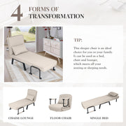 Nalupatio Versatile Convertible Armchair Sofa with Pillow - Foldable, Linen/Fabric, Steel Frame for Home & Office Use,