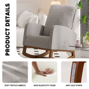 Nalupatio Rocking Chair Nursery, Reading Chair, Glider Accent Chair, Rocking Accent Chair with Wood Legs for Living Room, Bedroom Brown Coffee