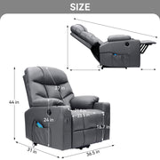 Hawsaiy PU Leather Power Lift Recliner with Massage and Heat for Elderly, Comfy Ergonomic Lounge Sofa Chair with Remote Control, 2 Cup Holders and Side Pockets