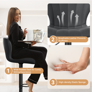 Nalupatio Modern Bar Stools Set of 2 Faux Leather Upholstered Swivel Barstools,Black