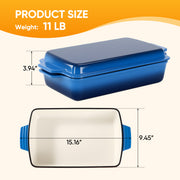 Hawsaiy Rectangular Enamel Dutch Oven with Ergonomic Binaural Handles, Perfect for All Stovetops and Oven Cooking