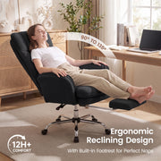 Hawsaiy Cross Legged Office Chair with Flip Armrests，Big and Tall Executive Office Chair, 135° Reclining Criss Cross Chair with Footrest & Lumbar Pillow