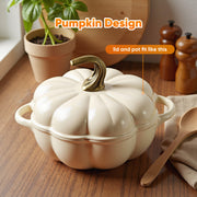 Hawsaiy 4.5 QT Pumpkin Shaped Cast Iron Dutch Oven, 360° Uniform Heating, Enameled Cast Iron Pot with Lid, Suitable for Most Stoves, Festive Cookware