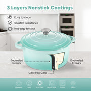 Hawsaiy 6QT Enameled Cast Iron Dutch Oven, Non-Stick, Dual Handles, with Lid for Baking & Cooking