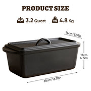 Hawsaiy 3.2 QT Cast Iron Bread Baking Dutch Oven with Lid & Accessories Set, Rectangular Non-Stick Bread Pan with Handles, Suitable for All Stoves, Baking Stewing Roasting