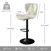 Nalupatio Modern Bar Stools Set of 2, Adjustable Faux Leather Upholstered Swivel Bar Stools, Counter Height Bar Chairs with Back for Kitchen Island, Black