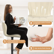 Nalupatio Modern Bar Stools Set of 2 Faux Leather Upholstered Swivel Barstools,Black