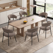 Hawsaiy Dining Chairs Set of 2/4/6, Mid Century Modern Boucle Upholstered Dining Chairs with Curved Backrest, Kitchen Dining Room Chairs with Black Metal Legs