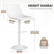 Nalupatio Bar Stools Set of 2/4, Adjustable Bar Stools with Back, Modern PU Leather Swivel Height Adjustable Stool Chair for Home Kitchen Island