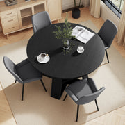Hawsaiy Extendable Round to Oval Dining Table Set for 4–6, Space-Saving Wooden Table with Hidden Storage, Expandable Dining Table with Upholstered Chairs