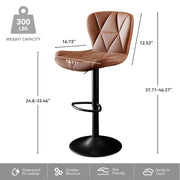 Nalupatio Modern Bar Stools Set of 2, Adjustable Faux Leather Upholstered Swivel Bar Stools, Counter Height Bar Chairs with Back for Kitchen Island, Black