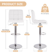 Hawsaiy Bar Stools Set of 2 Modern PU Leather Kitchen Counter Height Adjustable Swivel Barstool with Back