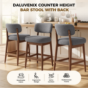 Hawsaiy Counter Height Bar Stools Set of 2/4, Mid Century Modern Boucle Barstools with Solid Wood Frame, Upholstered Kitchen Island Stools with Backrest & Footrest