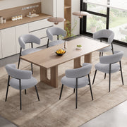 Hawsaiy Dining Chairs Set of 2/4/6, Mid Century Modern Boucle Upholstered Dining Chairs with Curved Backrest, Kitchen Dining Room Chairs with Black Metal Legs