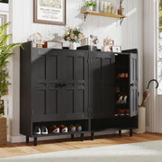 Hawsaiy Entrance Shoe Cabinet with Doors, 6-Tier Farmhouse Shoe Storage Organizer with Adjustable Shelves, Holds 18-24 Pairs, Entryway Shoe Rack Cabinet with Metal Legs