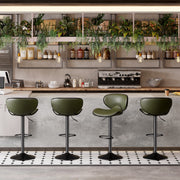 Nalupatio Bar Stools Set of 2, Faux Leather Bar Stools with Back, Chic Swivel Counter Stools with Footrest, Adjustable Kitchen Stools for Kitchen and Bars, Black