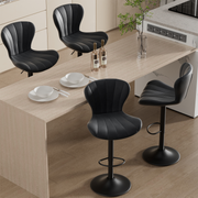 Nalupatio Modern Bar Stools Set of 2 Faux Leather Upholstered Swivel Barstools,Black