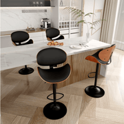 Hawsaiy Swivel Bar Stools Set of 1/2, Seat Adjustable Height 23.5-32.5IN Bentwood Barstools with Back & Footrest, PU Leather Upholstered Counter Height Bar Chairs for Bar Kitchen Dining Room