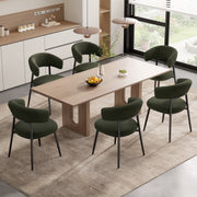 Hawsaiy Dining Chairs Set of 2/4/6, Mid Century Modern Boucle Upholstered Dining Chairs with Curved Backrest, Kitchen Dining Room Chairs with Black Metal Legs