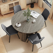 Hawsaiy Extendable Round to Oval Dining Table Set for 4–6, Space-Saving Wooden Table with Hidden Storage, Expandable Dining Table with Upholstered Chairs