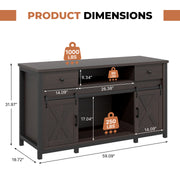 Hawsaiy  Fish Tank Stand with Power Outlet, Fits Up to 100 Gallon Aquarium, 800 lbs Capacity, Sliding Barn Doors, Adjustable Shelves, Storage for Fish Supplies, ETL Certified, Brown