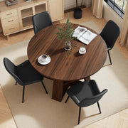 Hawsaiy Extendable Round to Oval Dining Table Set for 4–6, Space-Saving Wooden Table with Hidden Storage, Expandable Dining Table with Upholstered Chairs