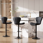Nalupatio Modern Bar Stools Set of 2 Faux Leather Upholstered Swivel Barstools,Black