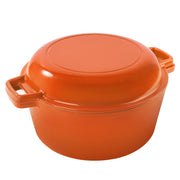 Kerilyn 2-in-1 Heavy-Duty Cast Iron Dutch Oven Pot - Kitchen & Dining Essential for Bread Baking, Cooking, Stewing - Nonstick, Oven Safe Up to 500°F, Dual Handles, Works on All Stovetops, Easy Cleaning, Durable Construction enamel cast iron Enamel