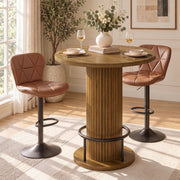 Hawsaiy Bar Table and Chairs Set for 2, 3-Piece Pub Table Set with 2 Adjustable Swivel Bar Stools, Counter Height Dining Table Set for Kitchen, Apartment, Home Bar, Small Space