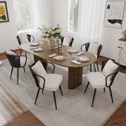 Hawsaiy Rattan Dining Chairs Set of 2, Upholstered Cane Back Kitchen Chairs with Metal Legs & Throw Pillow, Mid Century Modern Farmhouse Dining Room Chairs