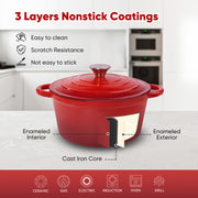 Hawsaiy Enameled Dutch Oven Pot with Lid, Cast Iron, Dual Handles for Bread Baking, Cooking, Non-Stick Enamel Coating