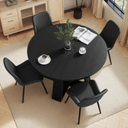 Hawsaiy Extendable Round to Oval Dining Table Set for 4–6, Space-Saving Wooden Table with Hidden Storage, Expandable Dining Table with Upholstered Chairs
