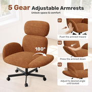 Hawsaiy Criss Cross Office Chair with Flip-Up Arms, Wide Seat Desk Chair with Adjustable Headrest, 135° Reclining Ergonomic Office Chair with Plush Fabric Cushion