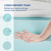 Hawsaiy 3 Inch Gel-Infused Cooling Memory Foam Mattress Topper with Removable & Washable Bamboo Cover