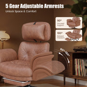 Hawsaiy Criss Cross Office Chair with Flip-Up Armrests and Headrest, 135° Reclining Executive Desk Chair with Side Pockets, Cross Legged Office Chair with Footrest & Wide Seat