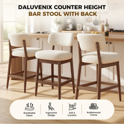 Hawsaiy Counter Height Bar Stools Set of 2/4, Mid Century Modern Boucle Barstools with Solid Wood Frame, Upholstered Kitchen Island Stools with Backrest & Footrest