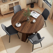 Hawsaiy Extendable Round to Oval Dining Table Set for 4–6, Space-Saving Wooden Table with Hidden Storage, Expandable Dining Table with Upholstered Chairs