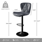 Nalupatio Modern Bar Stools Set of 2, Adjustable Faux Leather Upholstered Swivel Bar Stools, Counter Height Bar Chairs with Back for Kitchen Island, Black